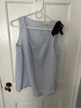 ModCloth Size S Blue Stripe Tie-Shoulder Tank Top